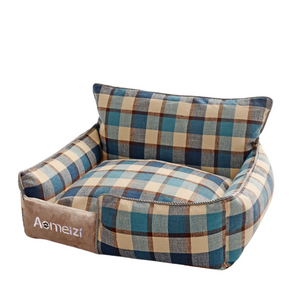British Plaid Style Detachable & Washable Pet Bed | All-Season Comfort for a Sound and Cozy Sleep