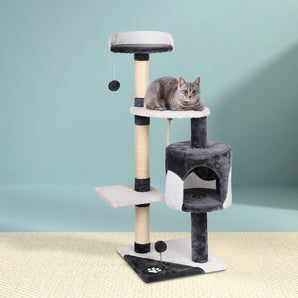 Cat Tree 112cm Tower Scratching Post Scratcher Wood Condo House Furniture