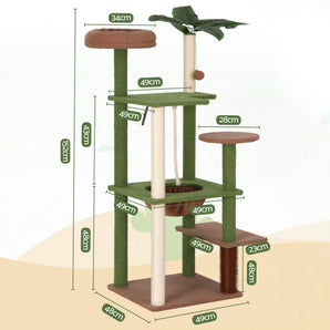Cat Tree Tower 152cm Jungle Multi-Level Scratching Post Leafy Canopy