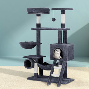 Cat Tree 144cm Tower Scratching Post Scratcher Wood Condo Toys House Bed
