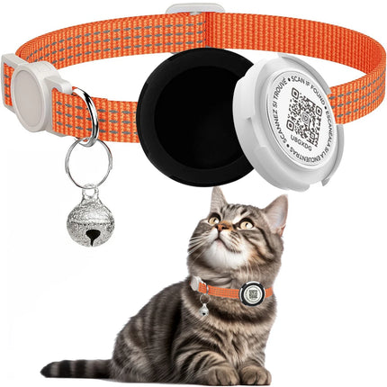 Cat Collar with Airtag Case & QR ID Tag
