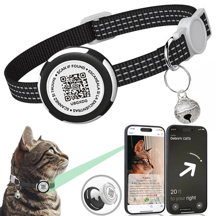Cat Collar with Airtag Case & QR ID Tag
