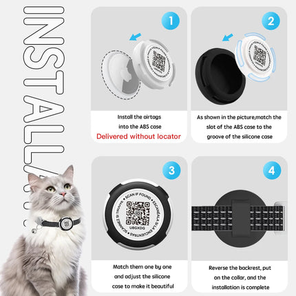 Cat Collar with Airtag Case & QR ID Tag
