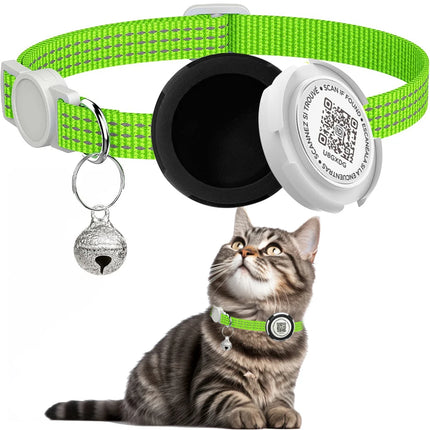 Cat Collar with Airtag Case & QR ID Tag
