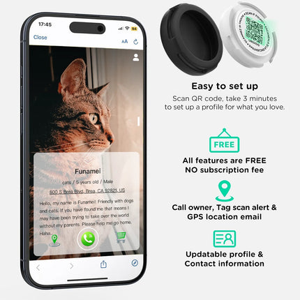 Cat Collar with Airtag Case & QR ID Tag