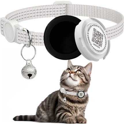 Cat Collar with Airtag Case & QR ID Tag