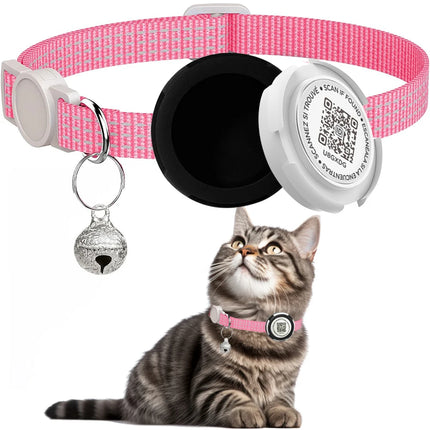 Cat Collar with Airtag Case & QR ID Tag