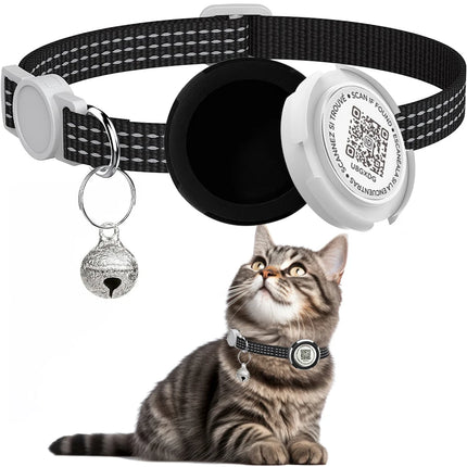 Cat Collar with Airtag Case & QR ID Tag