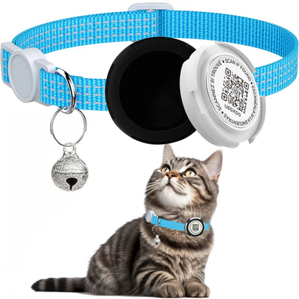 Cat Collar with Airtag Case & QR ID Tag