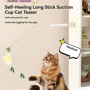 2-in-1 Motorized & Handheld Interactive Cat Wand with Suction Cup