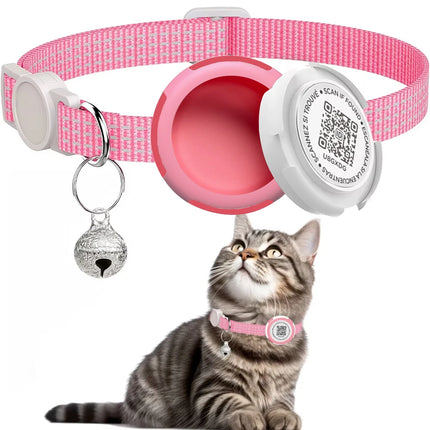 Cat Collar with Airtag Case & QR ID Tag