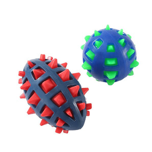 Large Dog Puppy Rubber Spike TPR Football Ball Dental Hygiene Chew Play Toy