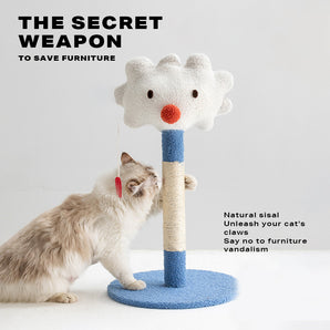 Cute emoticon cat scratching post toy cat tree Blue