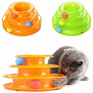 Funny Cat Toy Plastic Tower Interactive Track Ball Playing Game