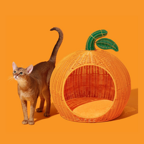 VETRESKA Tangerine Rattan Pet Bed